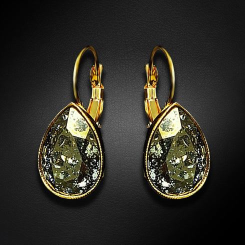 Auskarai „Kristalo Lašas (Auksinė Patina)“ su Swarovski™ kristalais